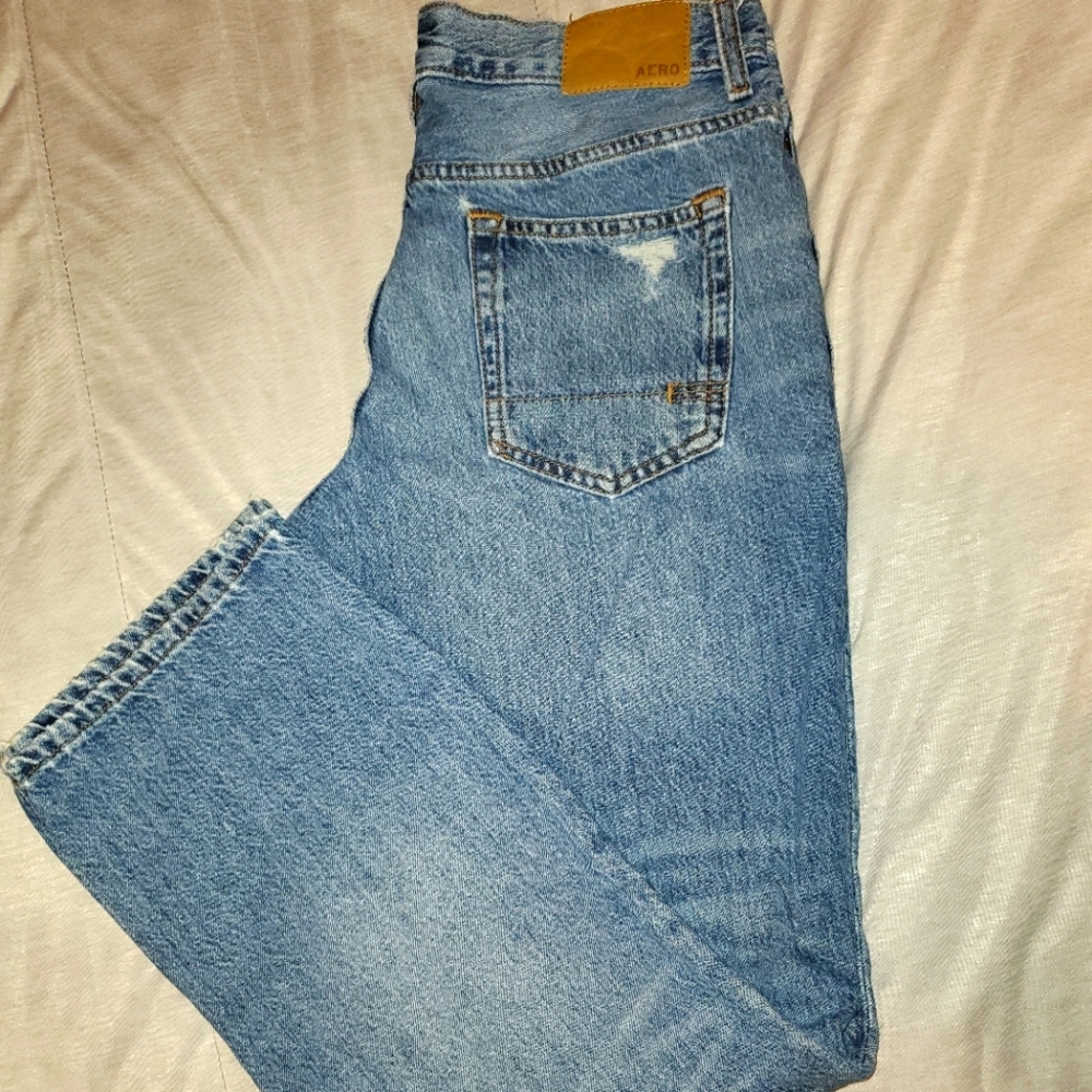 Aeropostale Mens Distressed Straight Denim Jeans 29/30